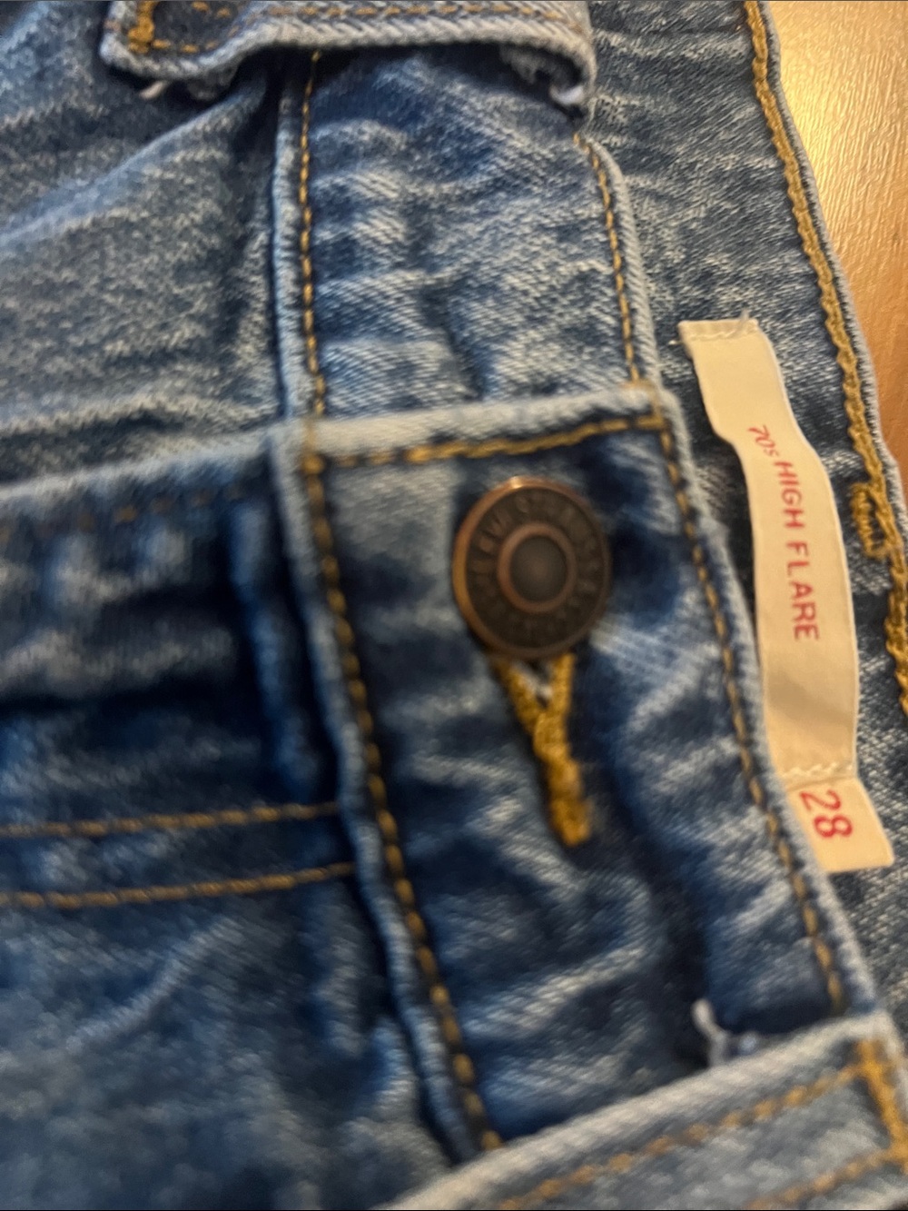 Women's Levi’s 28 x30 flare 70s  Jeans  7 Mid Blue Denim - Picture 4 of 6